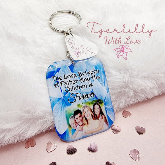 the love between a father and his children personalised photo keyring, verse keyring, keepsake