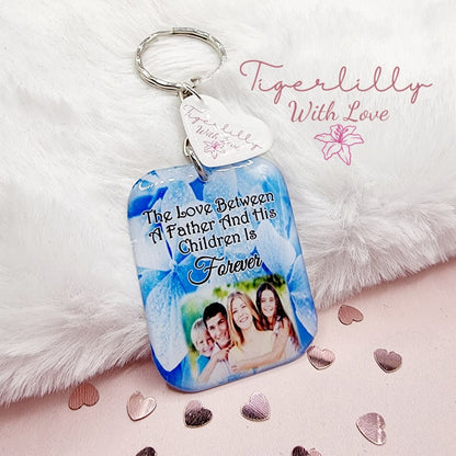 the love between a father and his children personalised photo keyring, verse keyring, keepsake