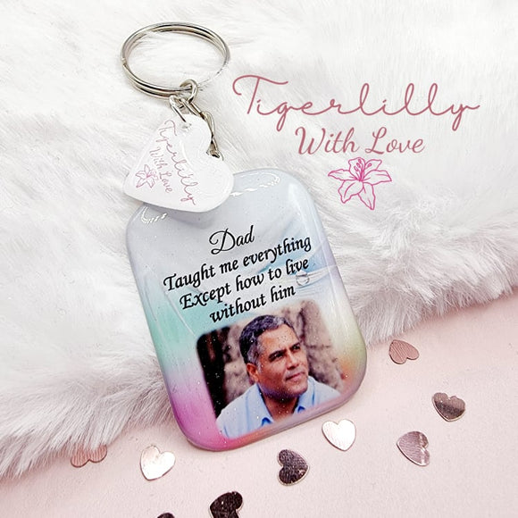 male taught me everything personalised photo keyring, verse keyring, keepsake
