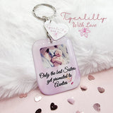 only the best sisters get promoted to auntie personalised photo keyring, verse keyring, keepsake