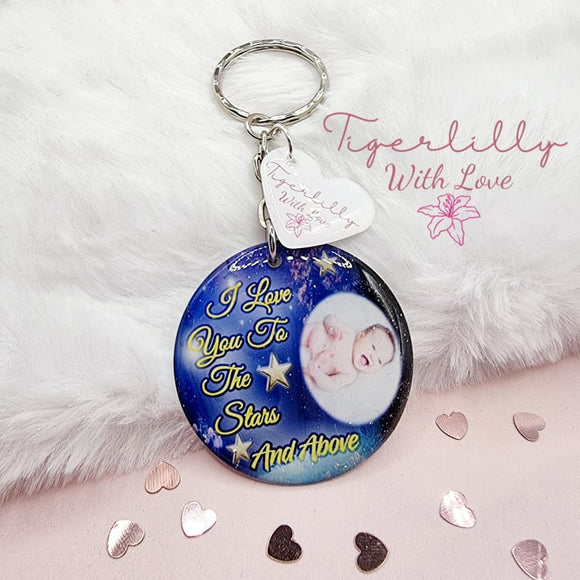 i love you to the stars and above personalised photo keyring, verse keyring, keepsake