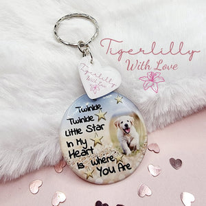 twinkle twinkle little star personalised photo keyring, verse keyring, keepsake