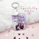 friends are connected by the heart personalised photo keyring, verse keyring, keepsake