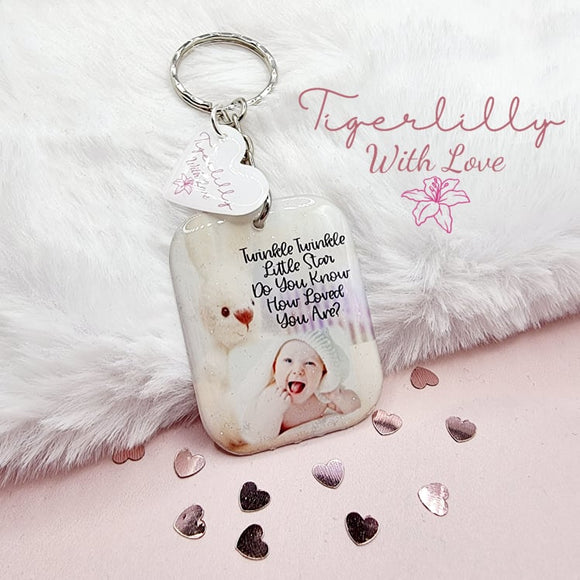twinkle twinkle little star personalised photo keyring, verse keyring, keepsake