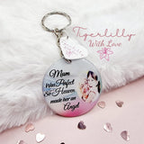 female was perfect so heaven made her an angel personalised photo keyring, verse keyring, keepsake