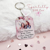 a good friend knows all your stories personalised photo keyring, verse keyring, keepsake