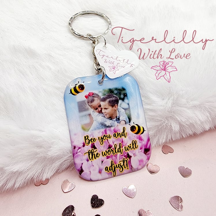 bee you and the world will adjust! personalised photo keyring, verse keyring, keepsake