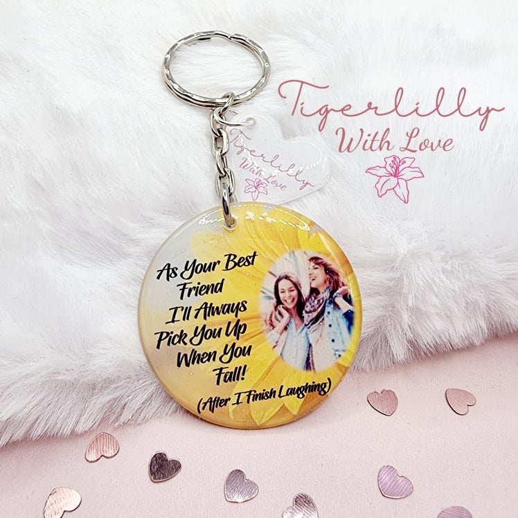as your best friend personalised photo keyring, verse keyring, keepsake