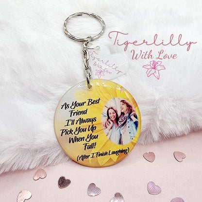 as your best friend personalised photo keyring, verse keyring, keepsake