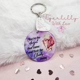 you're the angel that came and took the clouds away personalised photo keyring, verse keyring, keepsake