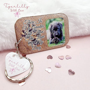 there is no greater gift than the love of my dog personalised photo keyring, verse keyring, keepsake