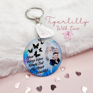 your wings were ready (butterfly version) personalised photo keyring, verse keyring, keepsake