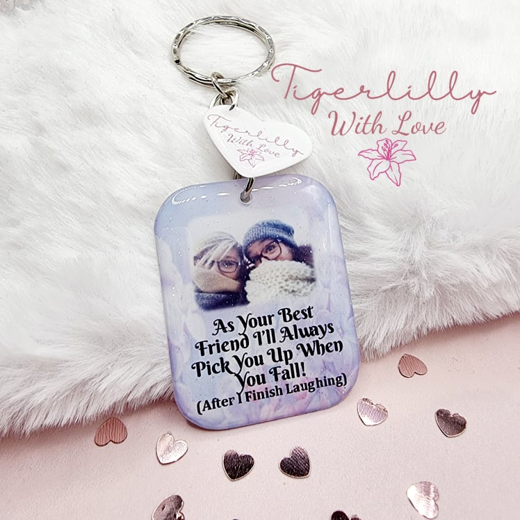 as your best friend personalised photo keyring, verse keyring, keepsake