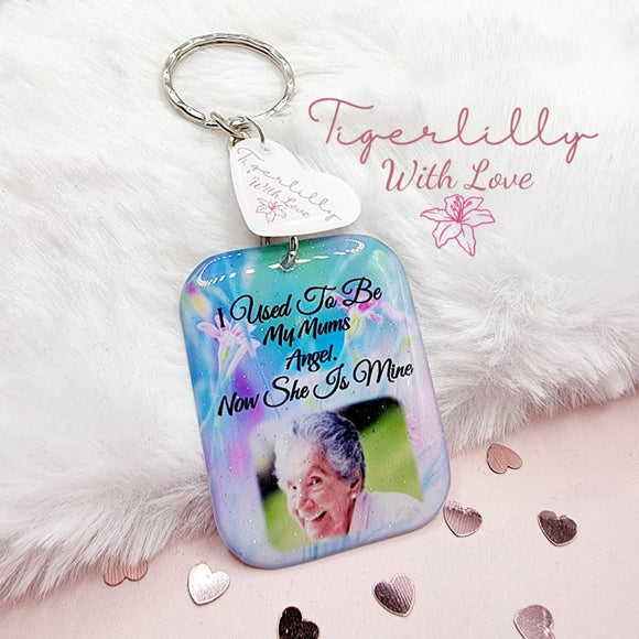 i used to be my mums angel personalised photo keyring, verse keyring, keepsake