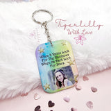 when it rains look for the rainbows personalised photo keyring, verse keyring, keepsake