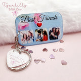 best friends 3 photo option personalised photo keyring, verse keyring, keepsake