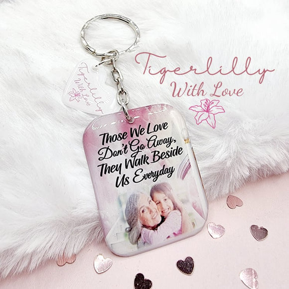 those we love dont go away personalised photo keyring, verse keyring, keepsake