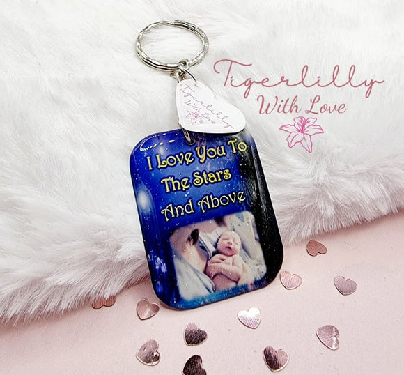 i love you to the stars and above personalised photo keyring, verse keyring, keepsake