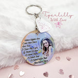 when nights are cold and stars are few personalised photo keyring, verse keyring, keepsake
