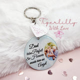 male was perfect so heaven made him an angel personalised photo keyring, verse keyring, keepsake