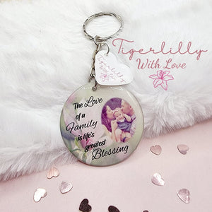 the love of a family is life's greatest blessing personalised photo keyring, verse keyring, keepsake