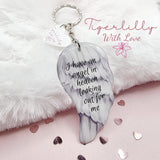 i have an angel in heaven looking out for me, wing shaped keyring, verse keyring, keepsake