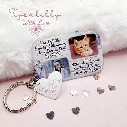 you left me beautiful memories (2 photos) personalised photo keyring, verse keyring, keepsake