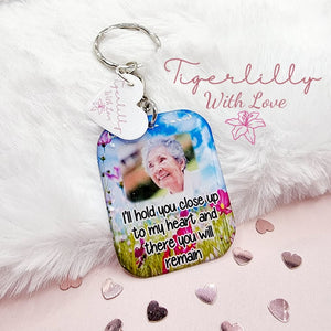 i'll hold you close up to my heart personalised photo keyring, verse keyring, keepsake