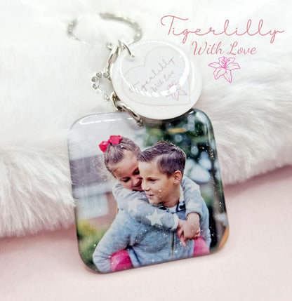 square photo keyring, personalised keyring, keepsake