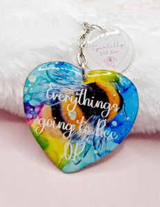 everything is going to bee ok heart shaped keyring, verse keyring, keepsake