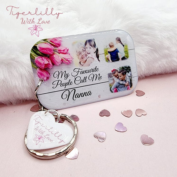 my favourite people call me ..... personalised photo keyring, verse keyring, keepsake
