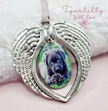 large personalised photo metal angel wing hanger, keepsake