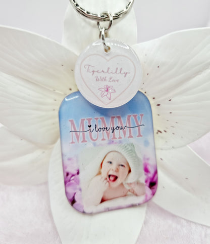 mummy i/we love you personalised photo keyring, verse keyring, keepsake