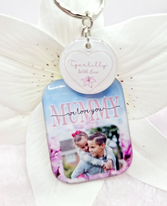 mummy i/we love you personalised photo keyring, verse keyring, keepsake