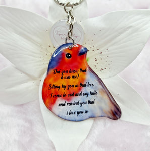 did you know that it was me? robin shaped keyring, verse keyring, keepsake