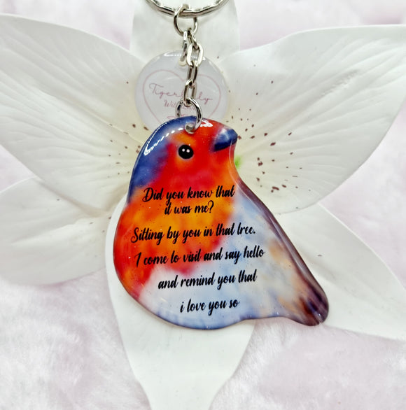 did you know that it was me? robin shaped keyring, verse keyring, keepsake
