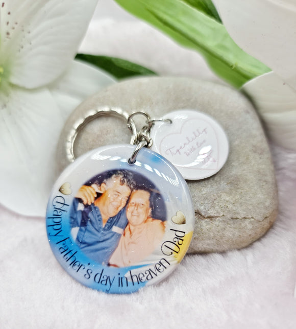 Happy father's day in heaven dad personalised photo keyring, verse keyring, keepsake
