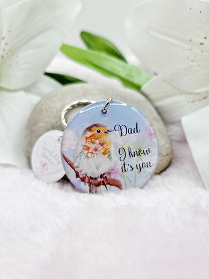 mum/dad/i know its you robin keyring, verse keyring, keepsake