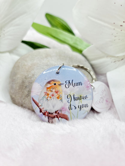 mum/dad/i know its you robin keyring, verse keyring, keepsake