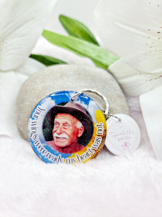 your wings were ready, my heart was not personalised photo keyring, verse keyring, keepsake