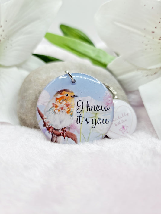 mum/dad/i know its you robin keyring, verse keyring, keepsake