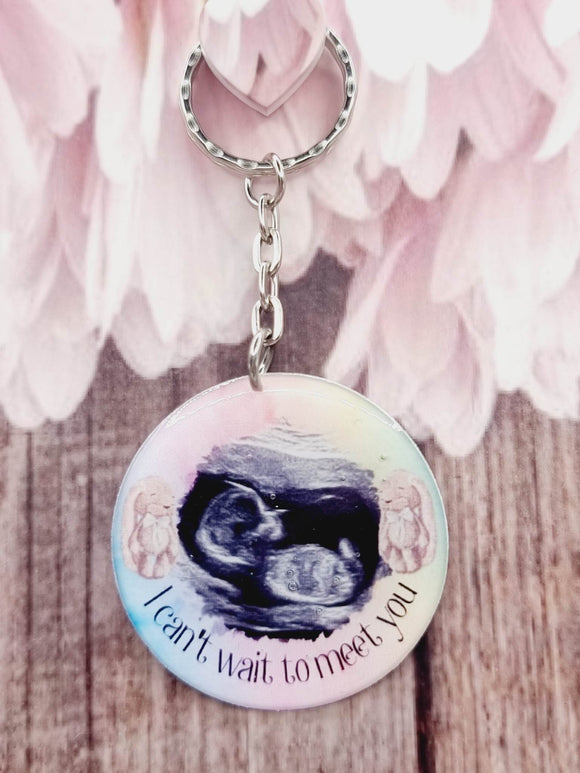 i cant wait to meet you personalised photo keyring, verse keyring, keepsake