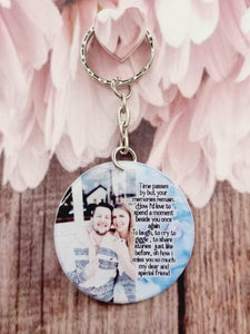 i miss you my dear and special friend personalised photo keyring, verse keyring, keepsake