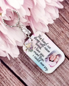 The bond we share personalised photo keyring, verse keyring, keepsake