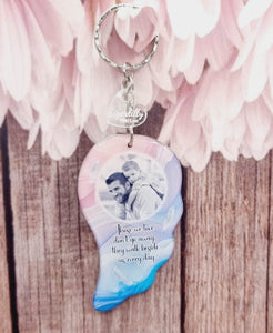 those we love photo wing design, wing shaped keyring, verse keyring, keepsake