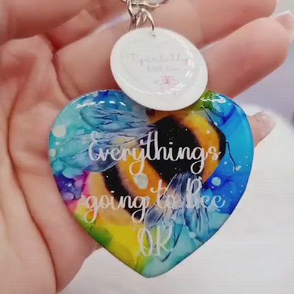 everything is going to bee ok heart shaped keyring, verse keyring, keepsake