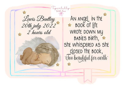 an angel in the book personalised baby loss keyring, verse keyring, keepsake